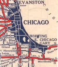 Portion of Rand McNally 1922 Chicago Road Map